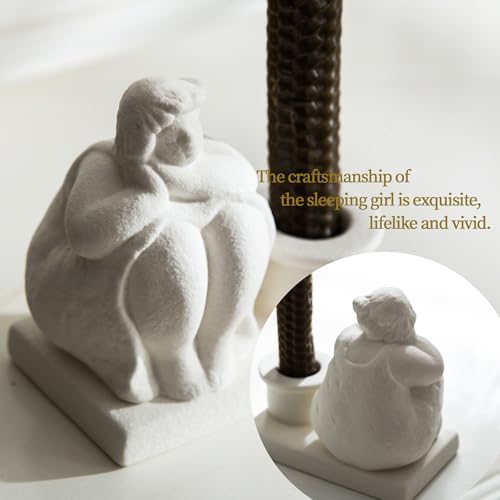 White Candle Holder, Handmade Ceramic Girl Candlestick Holders, Taper Candlelight Stand for Home Decor, Table Centerpiece and Coffee Table Decor - Image 4
