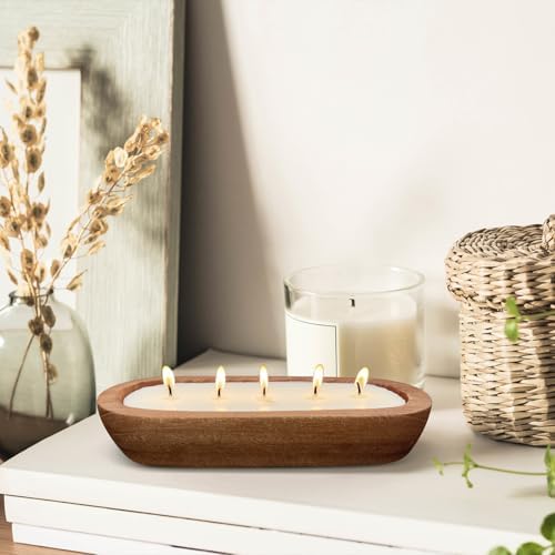 Aromatherapy Candle, SEVEYEE Vanilla Candle 5wicks 16oz, Large Wooden Bowl Candles for Women,Girl Birthday Gift,12inch - Image 2