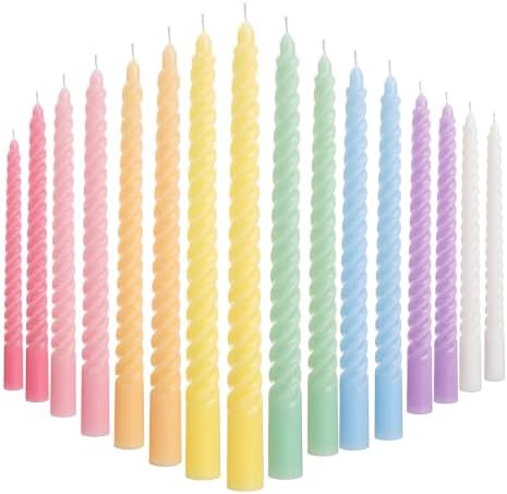 MTLEE 16 Pcs Long Taper Candlestick Bulk 10 Inch Smokeless, Candy by MTLEE