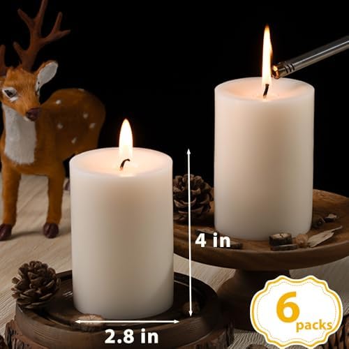 Pillar Candles Ivory 6 Pack, 2.8x4 Inch Unscented Candle - Image 5