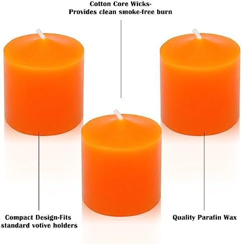 10 Hour Orange Votive Candles for Weddings Party Halloween Fall and Emergency, Set of 36 Unscented Bulk Candles for Restaurants and Home Decoration - Image 6