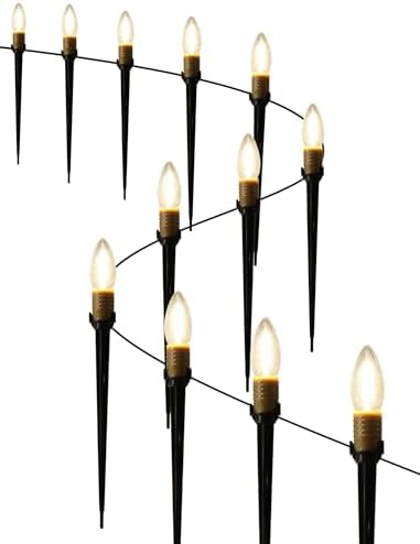 25 Pack Outdoor Lights Plug in, 38.5FT Outdoor Pathway Lighting with Heavy Duty Stakes, Waterproof Landscape Lights for Yard, Garden, Walkway, Driveway, Patio, Christmas Decorations​ by Unknown