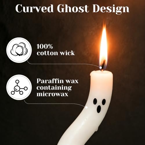 AYGXU Halloween Decorations Indoor-6 Pcs Twisting Ghost Candles with Ribbons Decor,Taper Candles,Halloween centerpieces for Party,Tables,Fireplace Decorations(Candlesticks not Included) - Image 5
