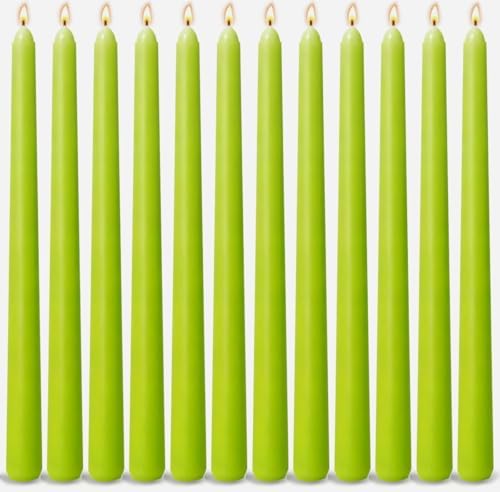12-Pack Apple Green Taper Candles, 10 Inch Unscented Dripless Candlesticks, Long-Lasting Burn Time of 7-8 Hours, Perfect for Home Décor, Spring and St. Patrick's Day by SihuidaInspiredbyLove