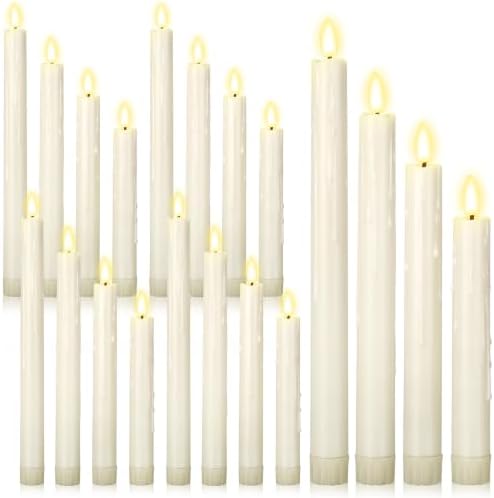 Rossesay 24 Pcs Flameless LED Taper Candles Battery Operated Candle 6.5”, 7.7”, 8.9”, 10” Flameless Candlesticks Flickering for Christmas Church Wedding Indoor Decoration(Dripping, Ivory) by Rossesay