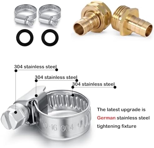 Garden Hose Repair Connector with Clamps Hose End Repair Kit, 1/2"Barb Garden Hose Fittings Male and Female brass garden hose ends (1/2"Barb-2 Set) - Image 3