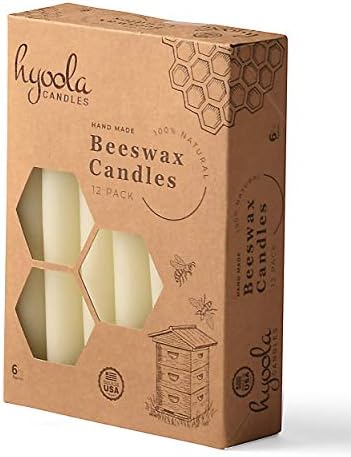 Hyoola 6" Beeswax Taper Candles 12 Pack - Handmade, All Natural, 100% Pure Unscented Bee Wax Candle - Tall, Decorative, White 6 Hour Burn Time - Image 5