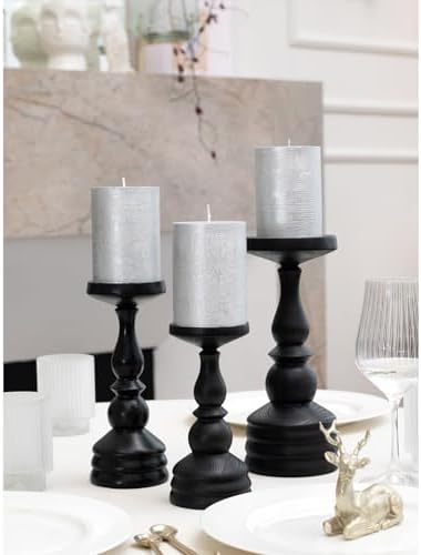 CANDWAX 3x4 inch Pillar Candles Set of 3 – Unscented Dripless Silver Candles for Event Decor, Weddings, Home Use - Image 4