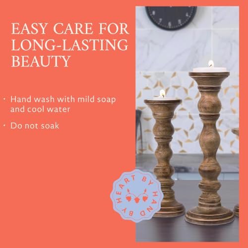 Mela Artisans Willow Mango Wood Candle Holders - Medium Burnt - Image 6