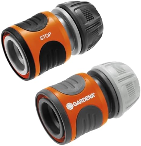Gardena hose connector set 13 mm (1/2 inch) and 15 mm (5/98 inches): For start and end of the hose, connection suitable for all original Gardena system parts, UV and frost resistant (18279-20) by Unknown