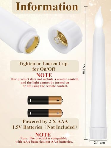 Treela Battery Operated LED Taper Candles,Basic,6 Inch,White - Image 2