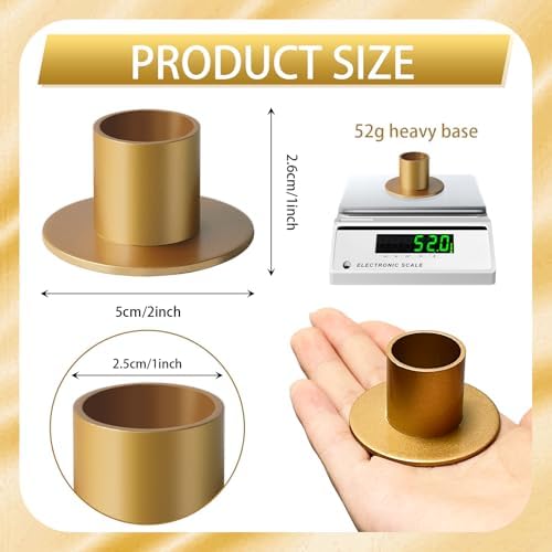48 Pcs Gold Metal Taper Candle Holders Set - 2"×1" Elegant Bulk Heavy Base Candlestick Centerpieces for Table Decor, Wedding, Anniversary, Dinner Party - Image 3