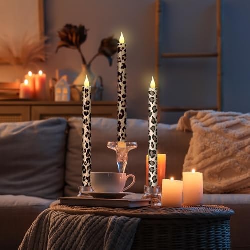 Honoson 6 Pcs Leopard Flameless Taper Candles 10.6 Inch - Image 6