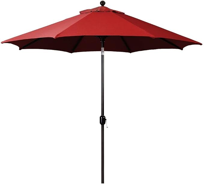 Galtech Deluxe Auto Tilt Market Umbrella, 7.5ft - Outdoor Patio, Deck, Pool, Backyard Stand Alone Umbrella - Octagon, Heavy Duty w/Bronze Frame & Sunbrella Fabric (Jockey Red)