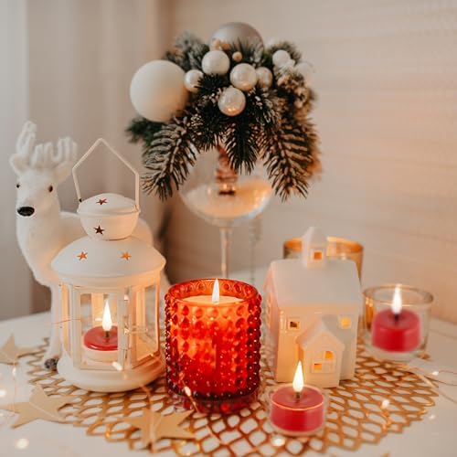 Eywamage Red Flameless Tealights with Remote Batteries, Flickering Real Wax LED Tea Votive Candles Proposal Decor Set of 10 - Image 5