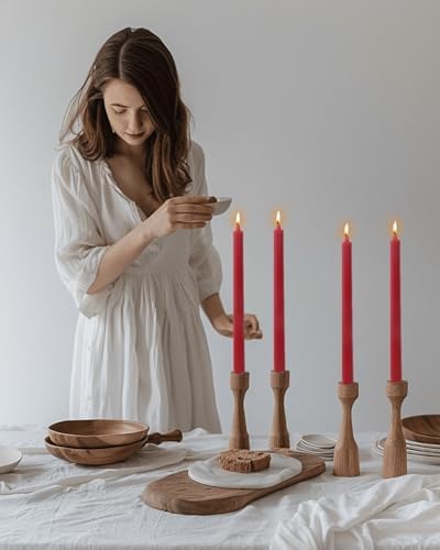 Wine Red Taper Candles Dripless Tapered Candlesticks-Smokeless,Unscented,Long Burning-Hand Poured,Colored for Home Decor Wedding, Dinner-10.6inch,Set of 12 - Image 4