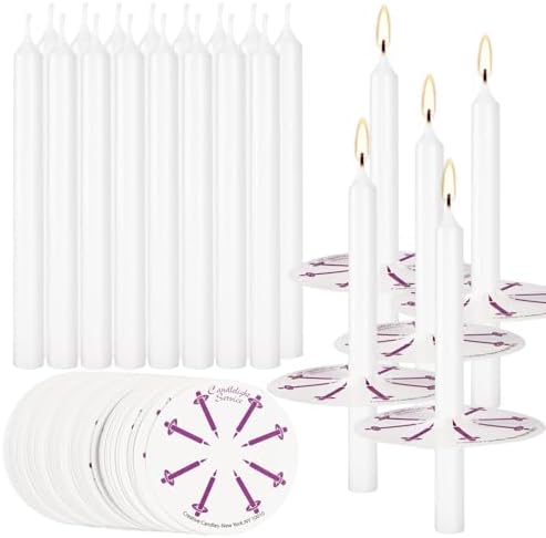 200 White Church Candles with Drip Protectors - 5-Inch Unscented Devotional Candles for Candlelight Vigil & Prayer Services, No Smoke Clean Burning Taper Candles in Bulk by HELLY