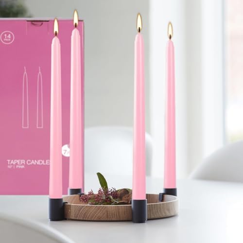 14-Pack Pink Taper Candles - 10 Inch Unscented Dripless Candlesticks, Long Burning for Weddings, Bridal Showers, Valentine's Day & Romantic Dinner Parties - Image 7