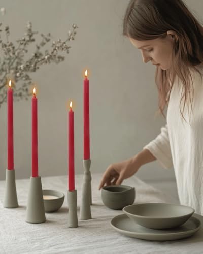 Wine Red Taper Candles Dripless Tapered Candlesticks-Smokeless,Unscented,Long Burning-Hand Poured,Colored for Home Decor Wedding, Dinner-10.6inch,Set of 12 - Image 5