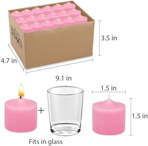 10 Hour Pink Votive Candles for Weddings Party Spa and Emergency, Set of 36 Unscented Bulk Candles for Restaurants and Home Decoration - Image 7