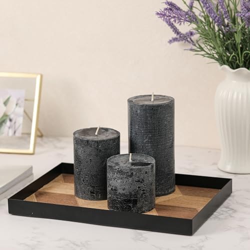 3x3 Inch Black Pillar Candles Set of 3 - Hand-Poured Unscented Candles, Long Clean Burning, Large Big Candle, Smokeless Dripless Candle for Dinner Table, Party, Home, Bathroom, Gothic Decor - Image 4