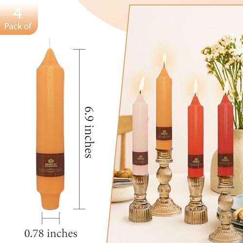 4 PCS Gradient Orange Taper Candlesticks 7 inch Unscented Tapered Candles Sticks for Home Holiday Wedding Party Decoration - Image 4
