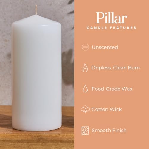Simply Soson White Pillar Candles 3x6 Set of 6, Unscented Bulk Pack - Image 3