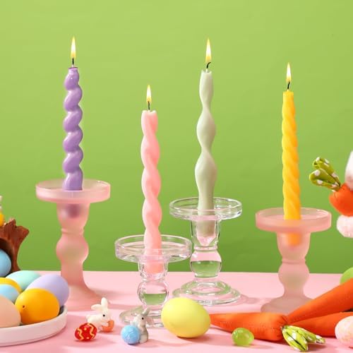 Nuanchu 4 Pcs Twisted Taper Candles,7.87 Inch,Pure,Pastel Color - Image 3