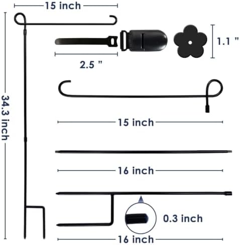 2PC Garden Flag Holder Stand, Weather-Proof Yard Flag Pole Black Metal Powder-Coated Flagpole with Tiger Clip and Rubber Stopper for Garden Flags Outdoor Decorations - Image 6