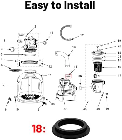 6 Pack 11412 Pool L-Shape O-Ring Filter Pump Gasket Replacement - Compatible with Intex Sand Filter Pump Motors