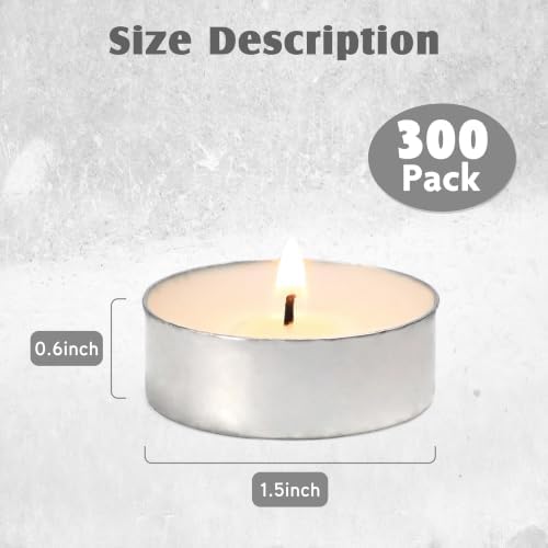 Unscented Tealight Candles - 300 Pack 4 Hours White Small Tea Candles - Image 2