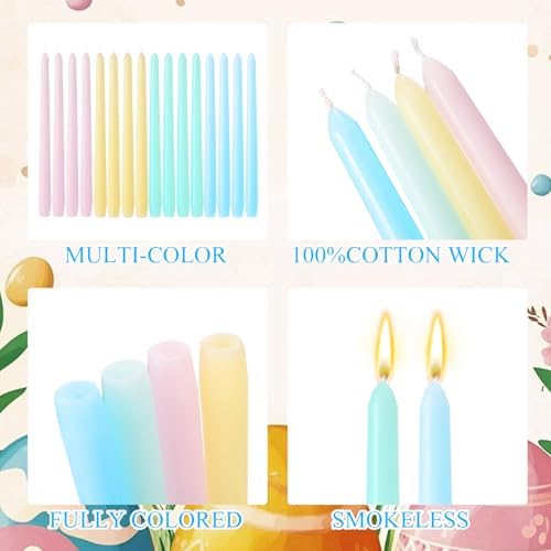 MTLEE 16 Pcs 10 Inch Long Taper Candle Stick Smokeless, Macaron Color - Image 6