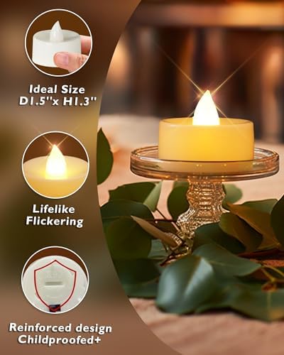 Homemory 12-Pack Flameless Tea Lights Candles Battery Operated, 200+ Hours - Image 5