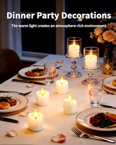 12 Pack Small Rechargeable Flameless Candles with Remote Timer - Image 3