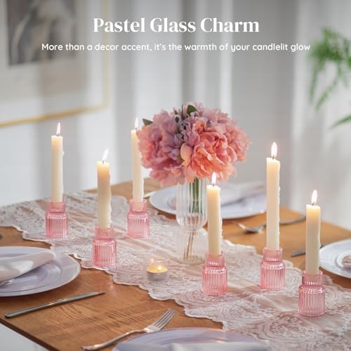 Glasseam Taper Candle Holders Bulk: 10 Pcs Small Candlestick for Valentine - Image 2