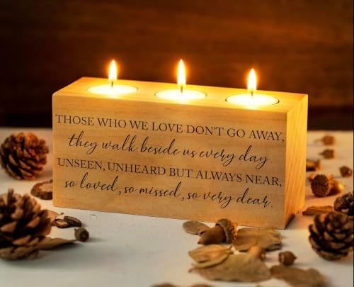 Sympathy Bereavement Gift for Loss of Loved One - Memorial Candle Holders - Handcrafted Wooden Keepsake with Poem - Condolence for Loss of Mother, Father (WE Love) by Unknown