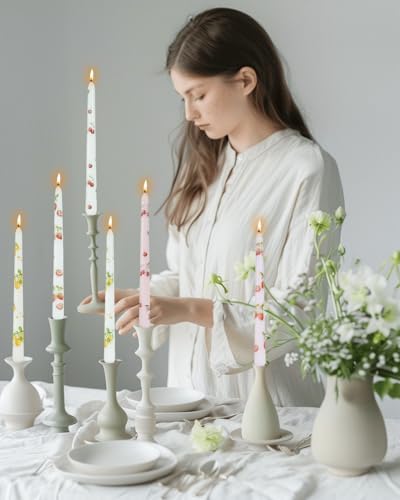 Fruit Colored Taper Candle Dripless Tall Candlesticks 10inch Handmade Unscented Long Candle Stick Smokeless Tapered Holiday Party Celebrate Candle，6pcs - Image 2