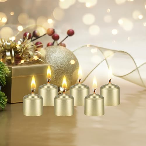 Mega Candles 12 pcs Unscented Gold Votive Candles, Hand Poured Wax Candle 10 Hours 1.38 Inch x 1.5 Inch, Home Décor, Wedding Receptions, Centerpieces, Occasions, Events, Festivities, Meditations - Image 4
