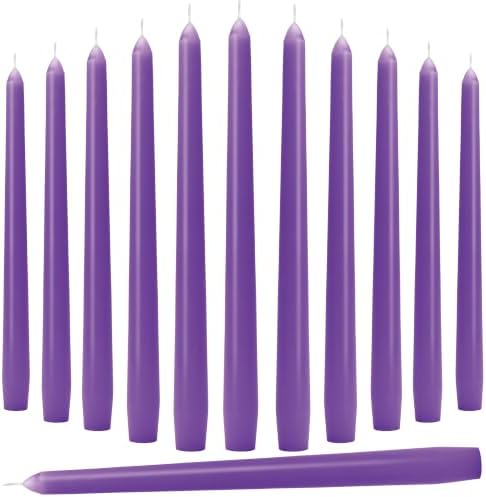 Purple Candlesticks - 12 Pack 10 Inch Candles Dripless Unscented Wax Long Burning Purple Tall Tapered Candles for Bridal Showers Spring Weddings Restaurants Dinner Party Table Decor by Auralome