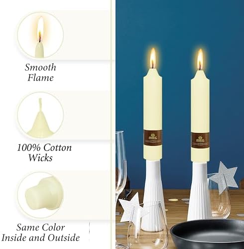 Ivory Taper Candle Candle Sticks, 7 Inch Mini Pillar Candles, 4PCS Handmade Unscenteds Candlesticks for Festive, Party, Spell, Wedding, Home Decor - Image 3