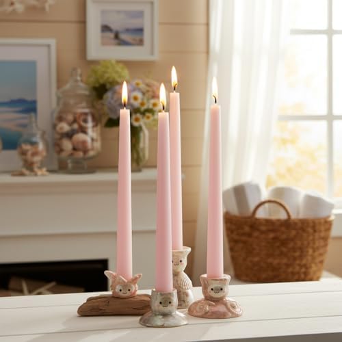 4 PCS Baby Pink Taper Candles - Rose Scented Candles - 10 inch Tall Candles for Holiday Valentine's Wedding Celebration Home Decor - Image 2