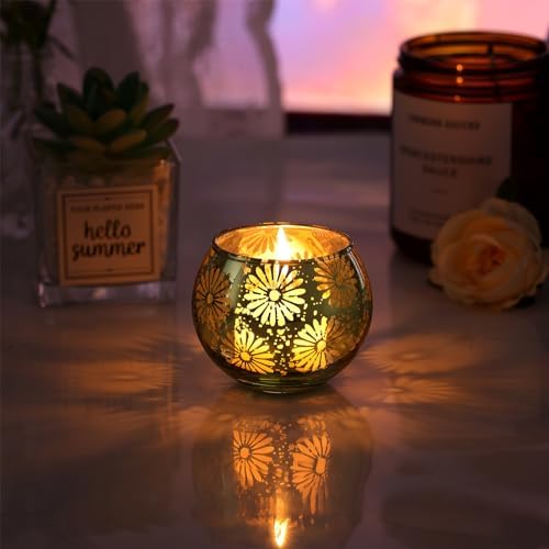 Green Mercury Glass Votive Candle Holders Set of 12 - Image 4