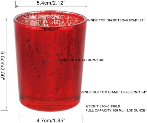 36pcs Red Glass Tea Light Holders - Votive Candle Holders Bulk for Weddings Events - Glass Votives for Wedding Centerpieces, Christmas, Thanksgiving - Candle Accessories Decor (36, Red) - Image 2