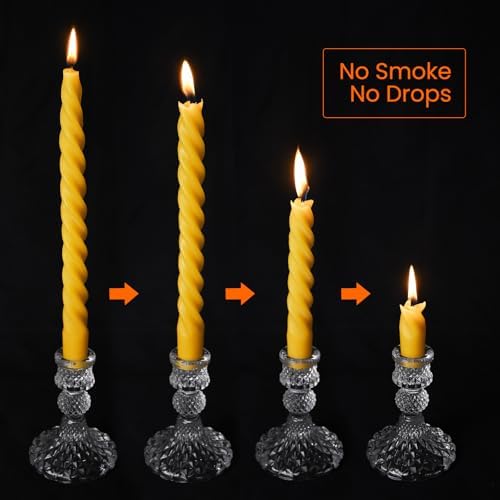 16PCS 10-Inch Pure Beeswax Spiral Taper Candles, Natural Raw, Dripless - Image 4
