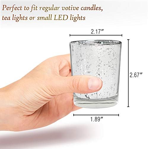 Volens Silver Votive Candle Holders Bulk, Mercury Glass Votives Set of 12 - Image 7