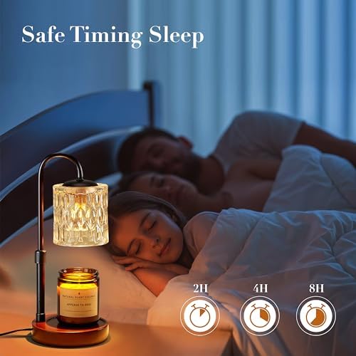 Briever Dimmable Candle Warmer Lamp with Timer, Height Adjustable Electric Candle Wax Warmer, Christmas Birthday Gifts for Women Mom, House Warming Gifts New Home Room Decor, Walnut Solid Wood Base - Image 5