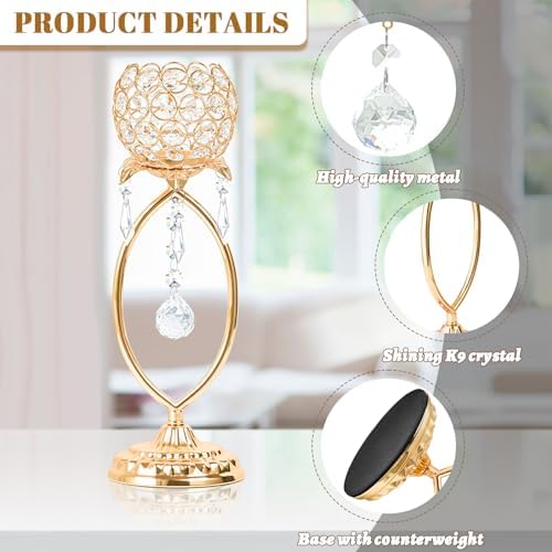 12 Pcs Elegant Metal Crystal Tea Light Candle Holders - Image 3
