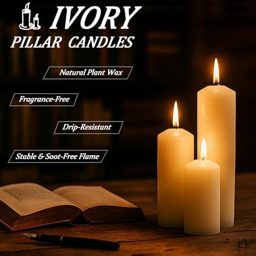 36 Pcs Ivory Pillar Candles Bulk Set，3 Different Lengths 2 x 3/6/8 Inch (12 Each)，Hurricane Candles，Dripless Unscented Smokeless，Gives You a Better Atmosphere When Organizing an Event Party. - Image 2