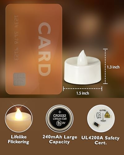 Homemory 24-Pack Flameless Tea Lights Candles Battery Operated, 200+ Hours - Image 2