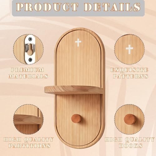 Prayer Shelf, Wooden Wall Mounted Rosary Holder with Cross Detail and Candle Space, Compact Prayer Display Shelf for Bedroom Entryway and Daily at Home - Image 3